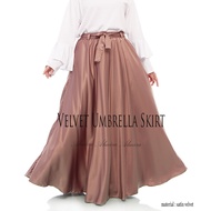 Rok Panjang Wanita Payung Mayung Flare Lebar Satin Velvet  Umbrella Skirt  Milo  Gratis Potong