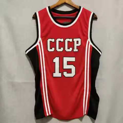 Mens Vintage Arvydas Sabonis 15 CCCP TEAM RUSSIA Basketball Jersey Cheap Red