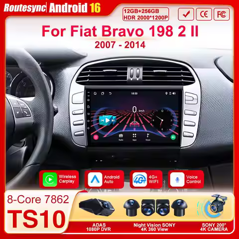 For Fiat Bravo 198 2 II 2007 - 2014 Android 16 Carplay Stereo Car Radio Multimedia Video Player 8 Co