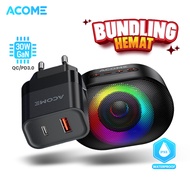 ACOME Bundling Charger GaN 30W Fast Charging PD/QC 3.0 Dual Port ACG30 PRO + Speaker Bluetooth A10 I