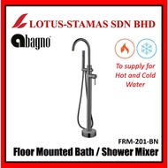 ABAGNO FLOOR STANDING MOUNTED GUN METAL SOLID BRASS BATH SHOWER MIXER FOR BATH TUB JACUZZI - FRM-201-BN
