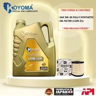 Peugeot 206 208 308 3008 508 5008 OIL FILTER 1109-Z1 + KOYOMA 5W40 FULLY SYNTHETIC ENGINE OIL