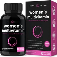 NutraChamps Women's Daily Multivitamin Supplement - Vegan Capsules with Biotin, Vitamins A B C D E K