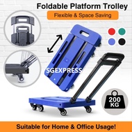 Foldable Platform Trolley (200 KG). Durable Castors and Non-Slip Platform Good for Home and Office