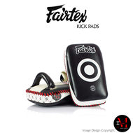 เป้าซ้อมมวย เป้าล่อเตะ Fairtex KPLC1 Curved Kick Pads - Size Small ฺBlack/White Color Curved Design Made from "Premium Cowhide Leather" (Pair) คู่