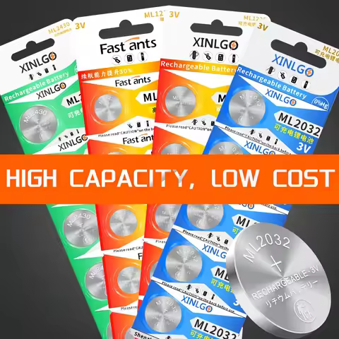 Rechargeable 3V Lithium Battery ML1220 ML1225 ML2032 ML2430 Coin Cell For Car Key Remote Replacement