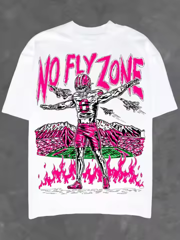 NO FLY ZONE Graphic Print Men's Creative Top, Casual Short Sleeve Crew Neck T-shirt, Men's Clothing 