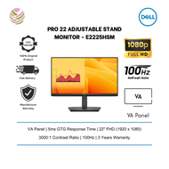 Dell Pro 22 Adjustable Stand Monitor - E2225HSM E Series (100Hz, FHD, 1920x1080, VA, 3000:1, VGA/HDM