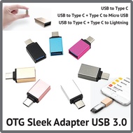 OTG Adapters USB to Type C| USB to Type C+Type C to lightning | USB to Type C+ Micro USB to Type C