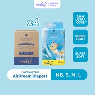 [CARTON] Hoppi AirDream Baby Diaper Tape NB66/S56/M48/L40 (4 Packs) 2mm Ultracore Technology