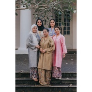 KAIN.ETC Sutera Nanas India Kebarong in [CHAMPAGNE] with [GREEN] Batik Jawa Design Dull Satin Skirt