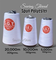 SGT Thread Spun Polyester Pure White Sewing  ThreadTkt. 120 by SewWearStore