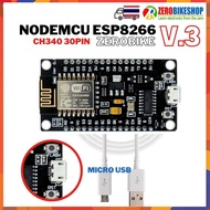 NodeMcu ESP8266 WIFI พร้อมสาย micro USB บอร์ดทดลอง IOT development board based ESP8266 (Wireless module) by ZEROBIKE