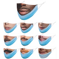 Halloween Funny Mouth Face Mask Washable Reusable Adult Protective Cotton Face Mask Prank Simulation Face Mask Fun Print