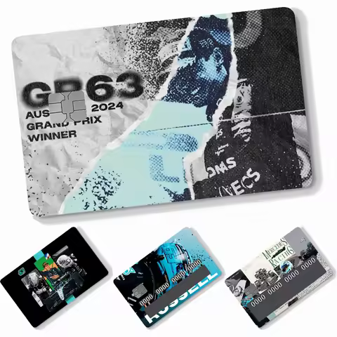 1PC F1 G-George 63 R-Russell Card Stickers 4pcs PVC Credit Card Skin Stickers Removable Self-adhesiv