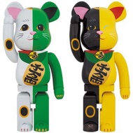 「接受消費卷」現貨 BE@RBRICK 招財貓 黒×黄 + 白×綠 1000%