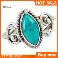KDCOD* Antique Marquise Cut Turquoise Finger Ring Women Tibetan Carved Jewelry Gift