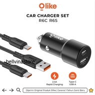 [Car CHARGER]- OLIKE R6C R6S Car Charger Set Dual USB Fast Charging 2.4A Free Cable