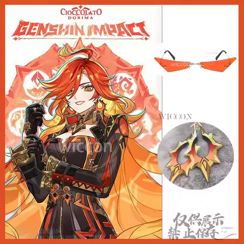 Genshin Impact Mavuika Cosplay CostumeAnime Game Ear Clips Glasses Earrings Necklace Cos Props For G