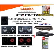 Faber Homelux Slim Hood & Built-In Hob/Table Top Single Induction Ceramic Combo Package