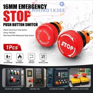 CHIHIRO1X3EE 1Pcs Mushroom Emergency Stop Switch, 1NO1NC Plastic Emergency Stop Push Button Switch, 