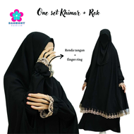 Abaya One Set Khimar Renda Menyatu Sama Lengan Set Rok