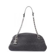 【二手】香奈兒 CHANEL 山茶花單肩包 保齡球包 黑色牛仔皮革 山茶花保齡球包 女士二手 B