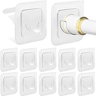 ARTOSHIN 12PCS Upgraded No Drill Curtain Rod Brackets No Drilling Curtain Rod Holders Self Adhesive Curtain Rod Hooks Nail Free Adjustable Curtain Hangers Suitable for Poles (12 Semicircles)