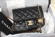 Chanel 黑色金球方胖子 17cm  Classic Square mini Black Crush 17cm 18cm 20cm 調節扣 金波 coco crush
