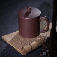 送禮紫砂壺茶壺素雅宜興紫砂杯茶杯子帶把蓋杯手工藝黃龍山原礦紫