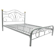 QUEEN SIZE METAL BED FRAME IN WHITE / SILVER COLOUR BEDFRAME (ASSEMBLY INCLUDED)