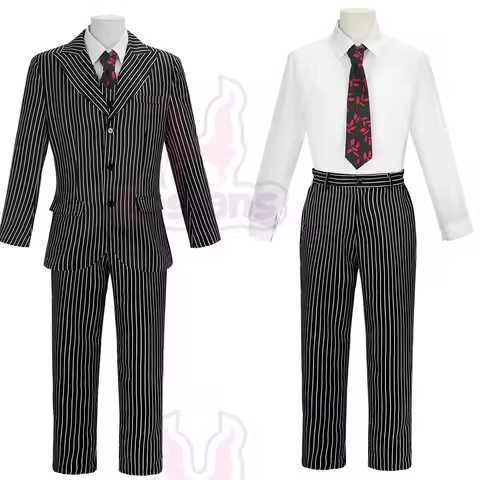 Wednesday The Addams Family Gomez Addams Cosplay Costume Black Striped Blazer Pants Vest Shirt Tie S