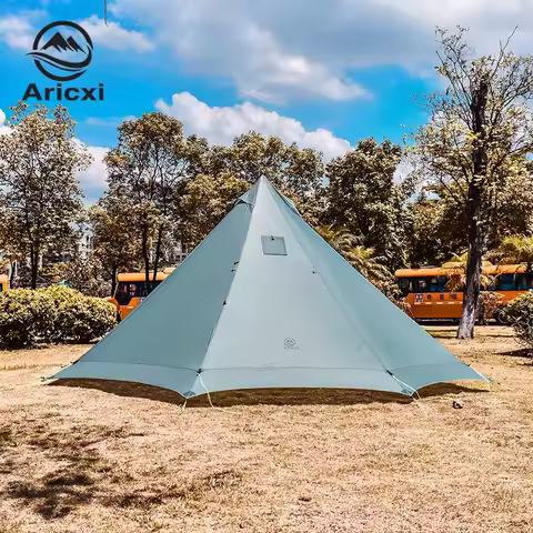 AricXi 5 People Oudoor Ultralight Camping 2 doors Professional 20D Nylon Silicon Coating pyramid Rod