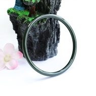 TIMESWIND Simple Natural Jade Deep Green Thin Round Women Bangle with Certificate