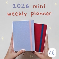 2026 Mini Weekly Planner Custom Text on Cover | 1 Year & 6 Month | A6 | Fabric Hardcover