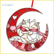 LIVI Romance Moon And Foxes Acrylic Ornament Valentine  Unique Wall Hanging Accessory For Homes Deco