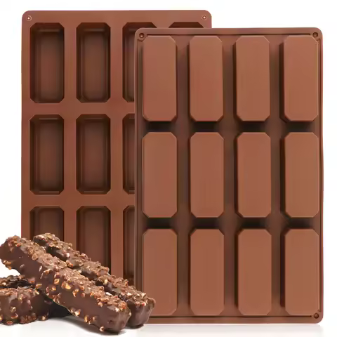 1Piece Silicone Candy Mold 12-Hole Square Protein Energy Bar Grain Mold for Chocolate Cake Truffles 