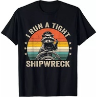 Vintage I Run A Tight Shipwreck Funny Raccoon Captain 100% Cotton T-Shirt Man