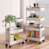 Trolley Bookshelf and Storage Shelf Floor Snack Dormitory Kitchen Crack Picture Book Rack Multi-Layer Storage Movable with Wheels