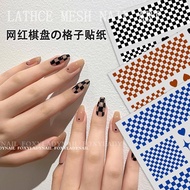 Nail Art Checkerboard Sticker DIY Fake Nails Black and White Klein Blue Heart French Sticker 美甲贴纸棋盘格