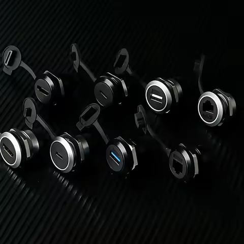 USB3.0 Panel Socket Metal 22mm Circular C-Type Dual USB 2.0/3.0 Thread Module Connector USB Interfac