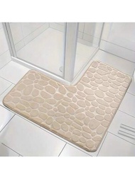 1入組創意簡單石紋記憶泡沫浴室地墊，具有吸水和防滑功能，適用於浴室和廁所