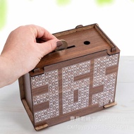 Wooden Digital Piggy Bank Coin Storage Box Retro Brown Children's Lucky Money Saving Money Box Savin