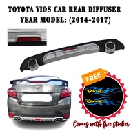 MCPA TOYOTA VIOS DIFFUSER (SILVER) 2014 - 2017 Car Rear Bumper Diffusers Lip Spoiler Body Kits ABS P