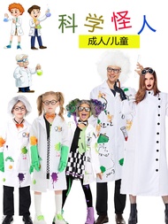 Cos Frankenstein Boy And Girl Kids Mad Scientist Adult Kindergarten Career Play Halloween Costume