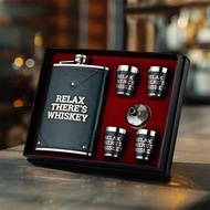 其他品牌 - 俄羅斯304不銹鋼小酒壺隨身加厚半斤1斤裝白酒可擕式酒瓶高檔禮盒