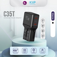 Kiip C35T Universal Travel Adapter Charger Mini Fast Charging 45w GaN Portable Travel