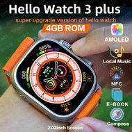 2023 Hello Watch 3 plus Amoled Screen 2.04 Inch 4GB Smart Watch Bluetooth Call Men Compass Series 8 Women Smartwatch แถมฟรีเคสนาฬิกาและฟิล์มกันรอย