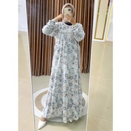 Gamis Crinkle Motif Bunga Dress Susun Dress Wanita Dewasa Busui Muslim