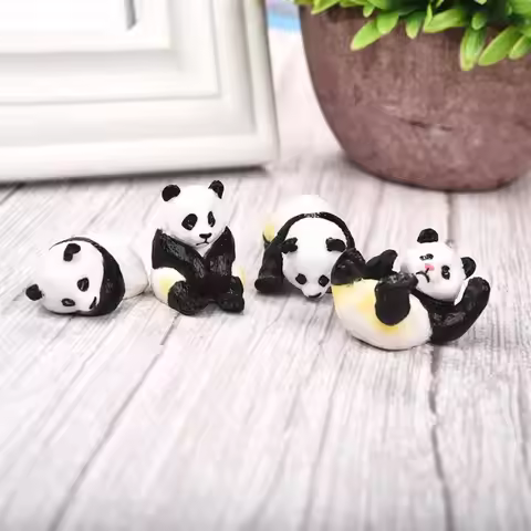DIY Panda Figurines 2-color Panda Hand-made Animal Model Micro Landscape Garden Ornament Bonsai
